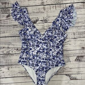 Rik Wil Blue and White‎ One Piece Swimsuit Sz. 1XL